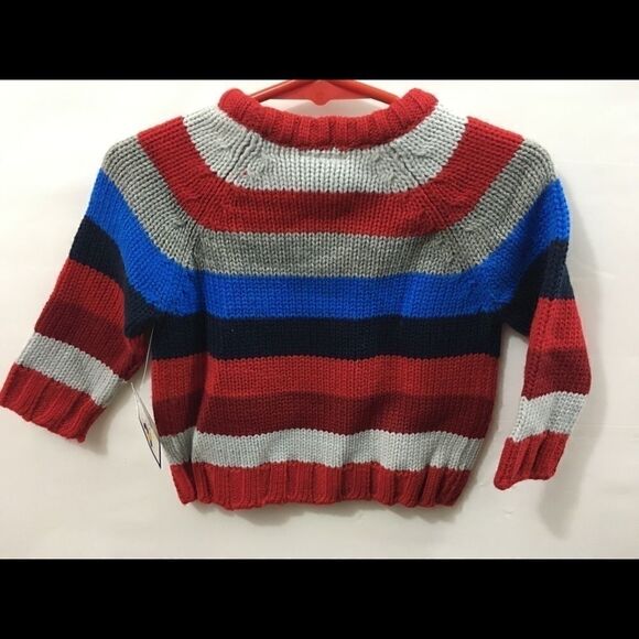 Boys Striped Sweater wide inches 18 , 24 mo NWT - Picture 2 of 3